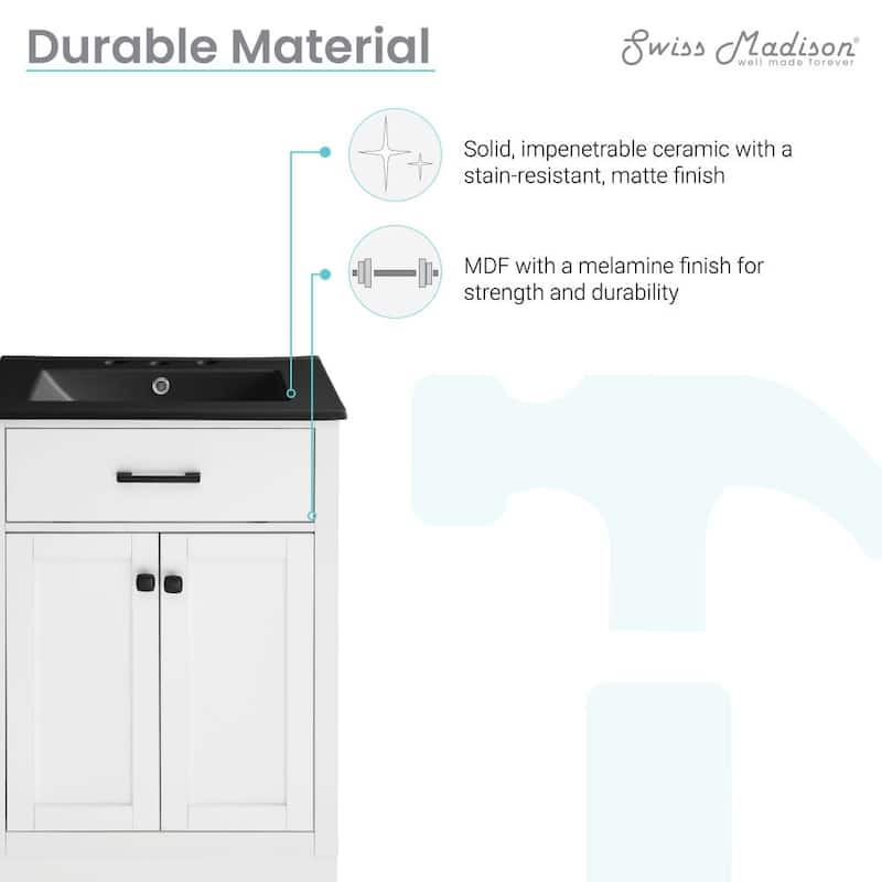 Swiss Madison SM-BV431-3MB Burdon 24" Free Standing Single Basin