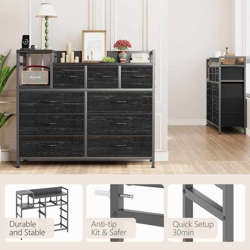 Bedroom Dresser with 9 Drawers