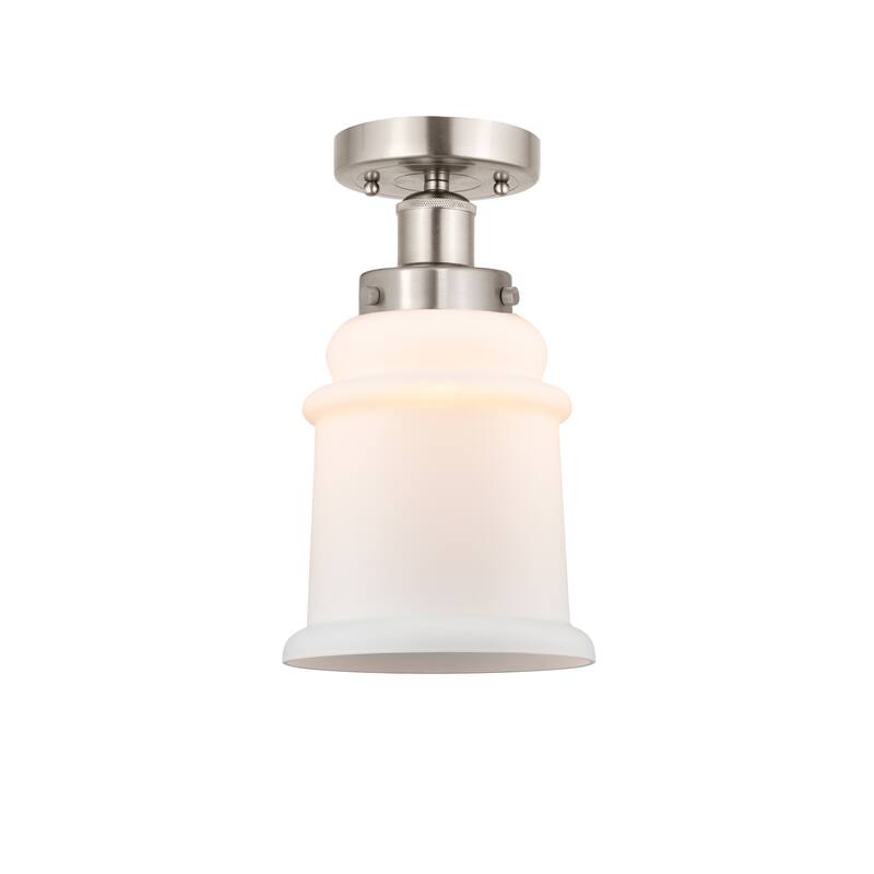 Innovations Lighting Edison Canton - 1 Light 6" Semi-Flush Mount - Matte White/Brushed Satin Nickel