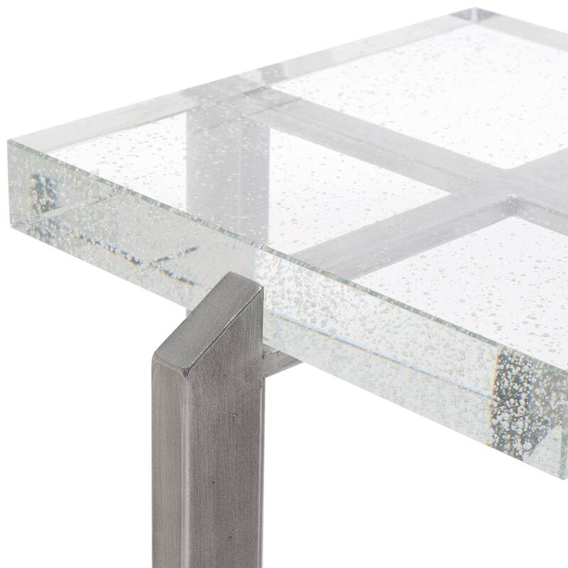 SAFAVIEH Couture Pixie Square Bubble Glass Accent Table - 15"W x 15"D x 21"H