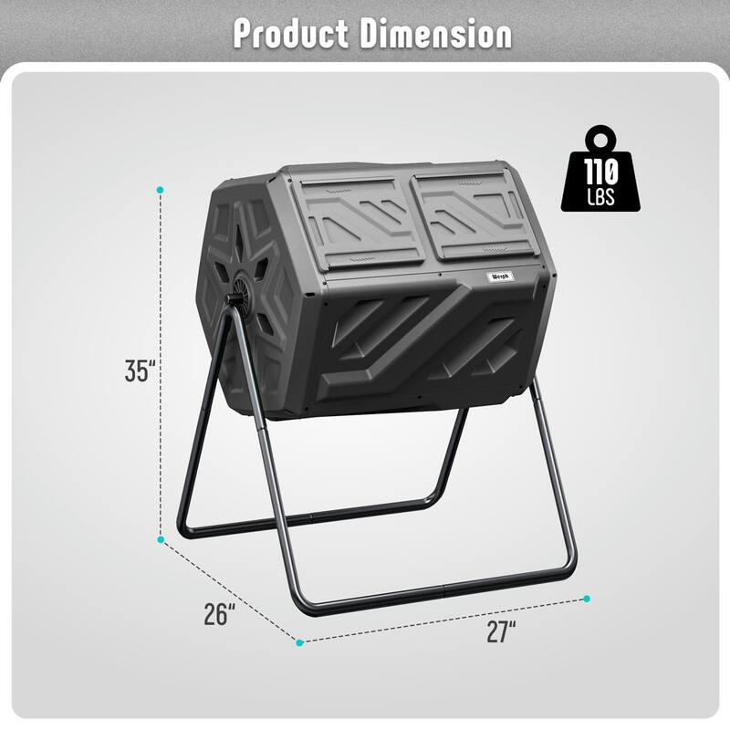 Werph 43 Gallon Dual Chamber Compost Tumbler Bin