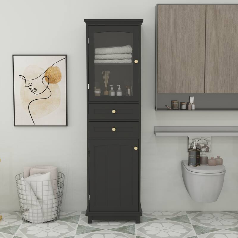Bathroom tall cabinet - Black