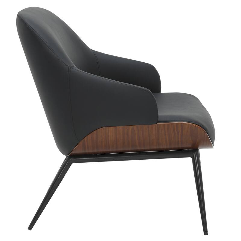 Contemporary Faux Leather and Metal Accent Chair