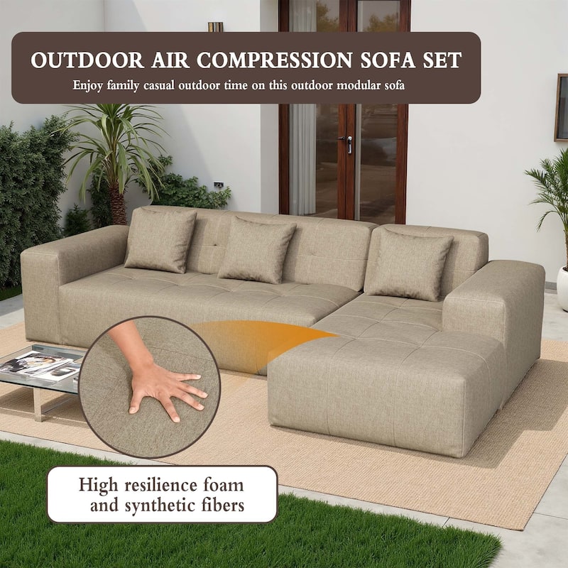 Outdoor No Assembly Patio Sofa with Chaise
