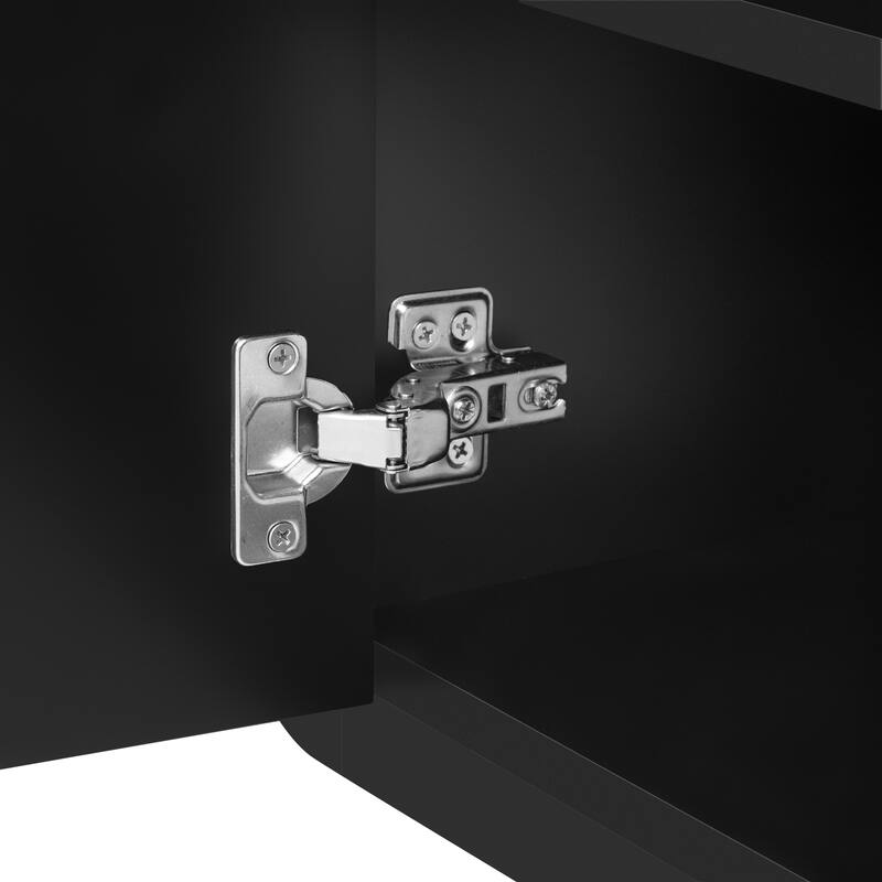 Modern Minimalist TV Stand, for TVs up to 80 Inches with 3 Drawers, Metal Handles and 2 Cabinets, for Living Rooms, Black