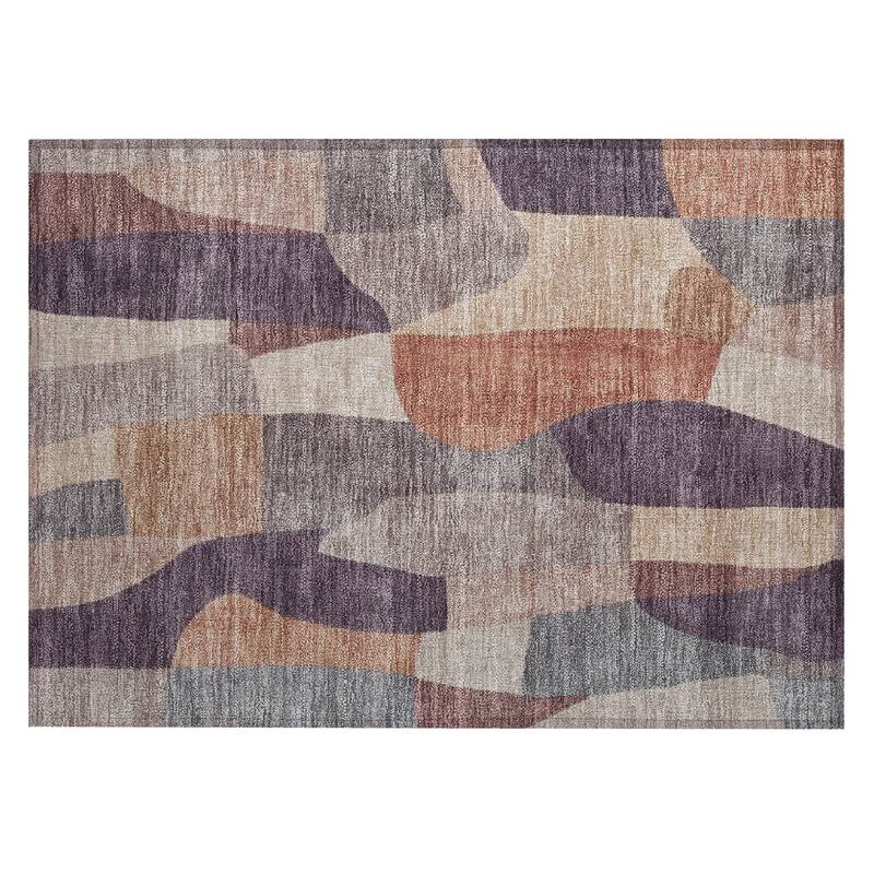 Machine Washable Indoor/ Outdoor Contemporary Layers Chantille Rug