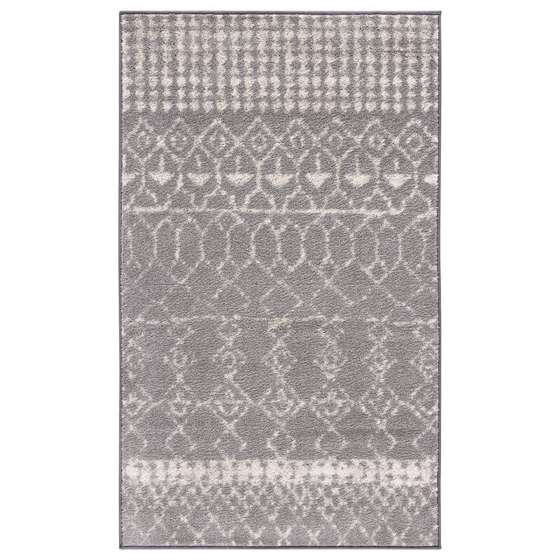 SAFAVIEH Tulum Ethelyn Rustic Moroccan Boho Tribal Rug - 3' x 5' - Grey/Ivory - Runner/Rectangle