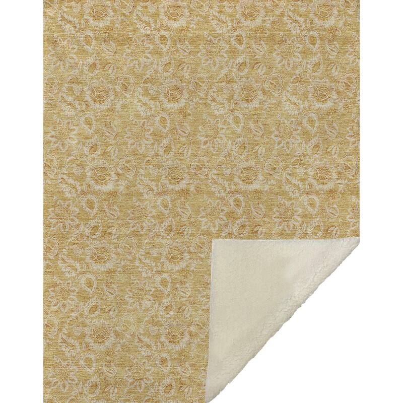 Premium Machine Washable Floral Sherpa Throw Blanket