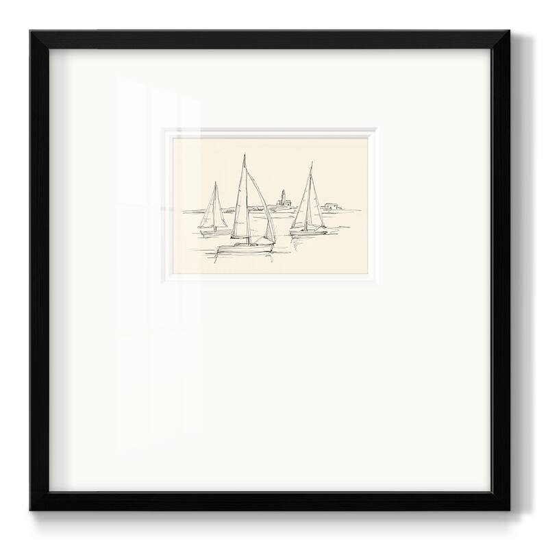 Coastal Contour Sketch IIPremium Framed Print - 20x20 - Black