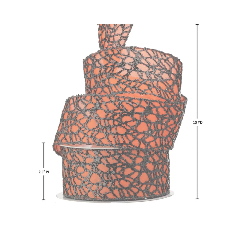2.5"X10Y Glitter Web Dupion Ribbon