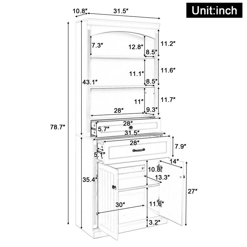 Tall Bathroom Storage Cabinet with Adjustable Shelves, Modern Floor Cabinet with Smooth Drawer Slides
