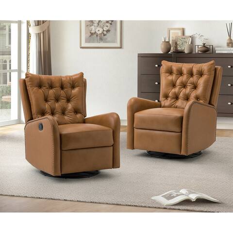 Jordano Genuine Leather Recliner Set Of 2 with Metal Base