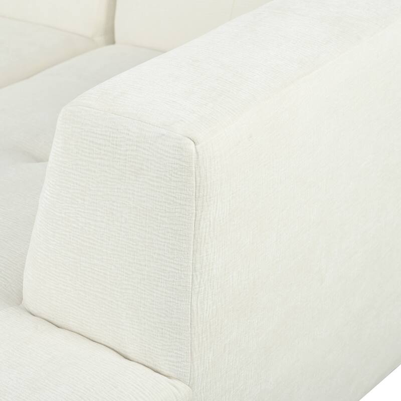 112.2" Chenille Modular L-Shaped Sofa Bed with Free Combination Design and No-Assembly Required