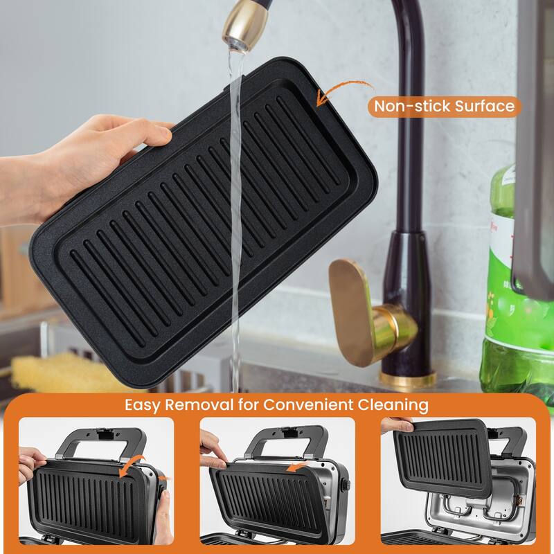 Costway 3 in 1 Waffle Iron Panini Press Grill and Sandwich Maker Set - See Details