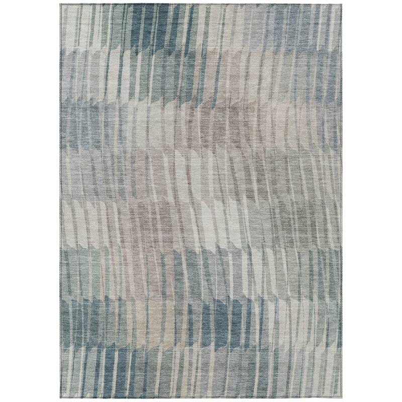 Machine Washable Indoor/ Outdoor Casual Stripe Chantille Rug