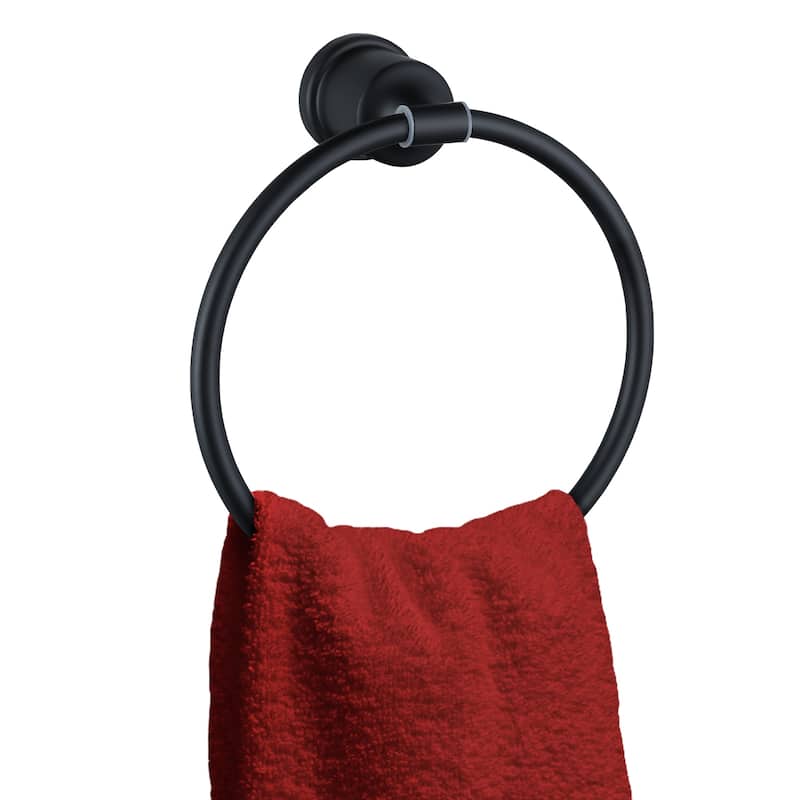 WOWOW Bathroom Towel Ring Bathroom Accessories Black Hand Towel Ring Hand Towel Holder for Bathroom, Stainless Steel - Matte Black