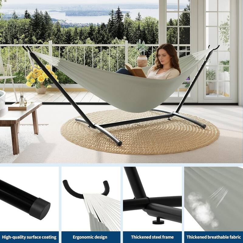 Portable Double Hammocks with Carrying Bag for Outside, 450 lbs Capacity