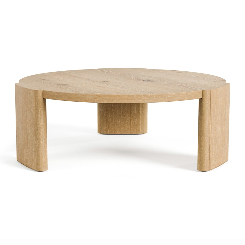 Furniture of America Minst Modern 2-Piece Oak Wood Round Coffee Table Set