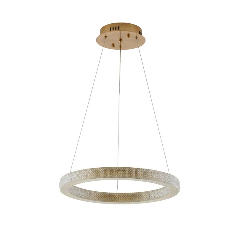 1-Light Sand Gold LED Chandelier With A Clear Acrylic Diffuser