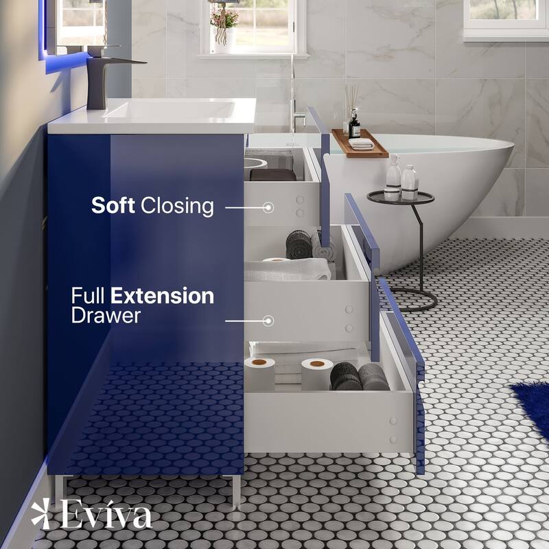 Eviva Joy 28"W Bath Vanity with Porcelain Top & Integrated Sink