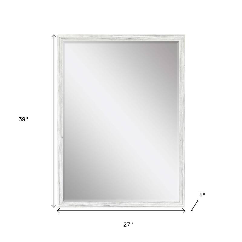 HomeRoots 39" White Wood Accent Mirror - 27.00 in. x 39.00 in. x 1.00 in.