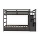 preview thumbnail 8 of 7, Twin Over Twin Wood Bunk Bed for Kids with Trundle and Staircase(4 Storage Drawers), Grey