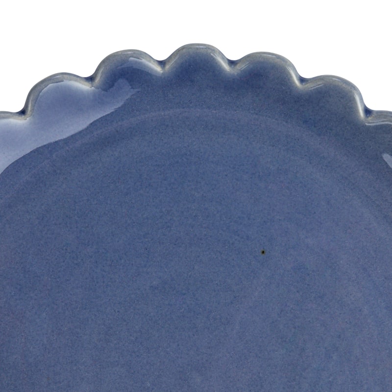Stoneware Plate with Scalloped Edge - 8.0"L x 8.0"W x 0.9"H