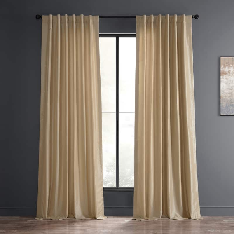 Exclusive Fabrics Vintage Textured Faux Dupioni Silk Room Darkening Curtains (1 Panel)