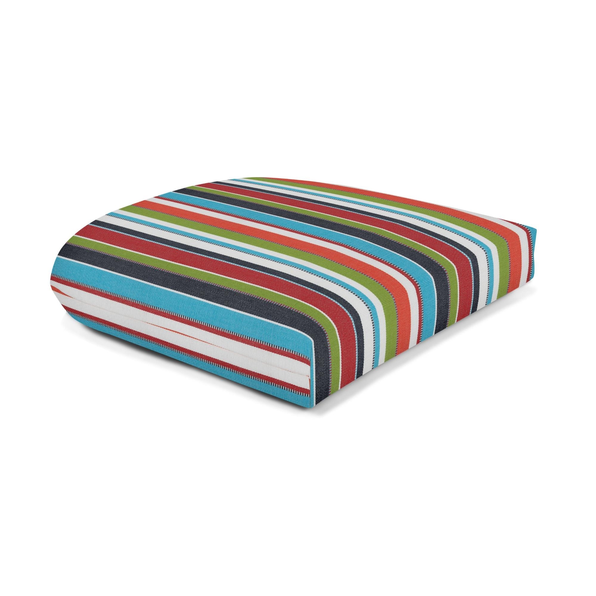 Sunbrella Stripe Fabric 1-Piece Indoor/Outdoor Wicker Seat Pad, 18"W x 18"L