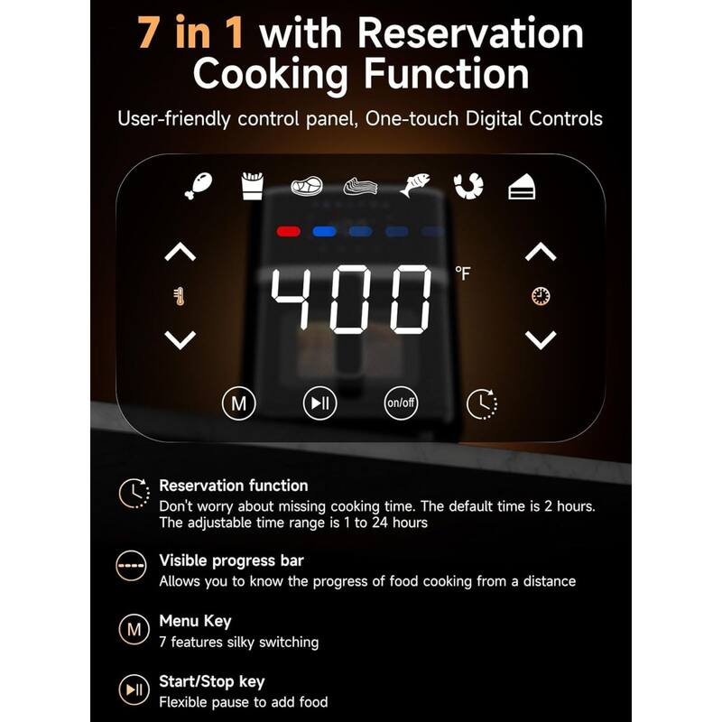 Kitchen Elite Digital Compact Air Fryer Oven with Window, 5.28 Quart, Black - 7.94