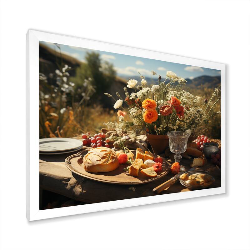 Designart "Rustic Banquet In France II" Meals & Picnics Framed Wall Art Living Room