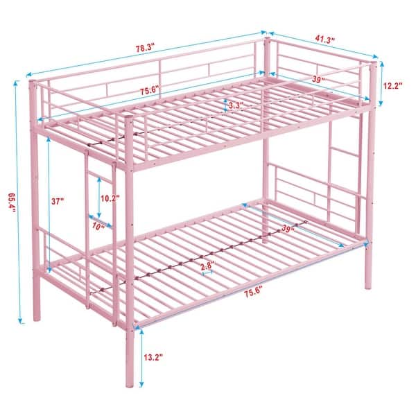 Industrial Minimalist Modern Style Twin Over Twin Metal Bunk Bed