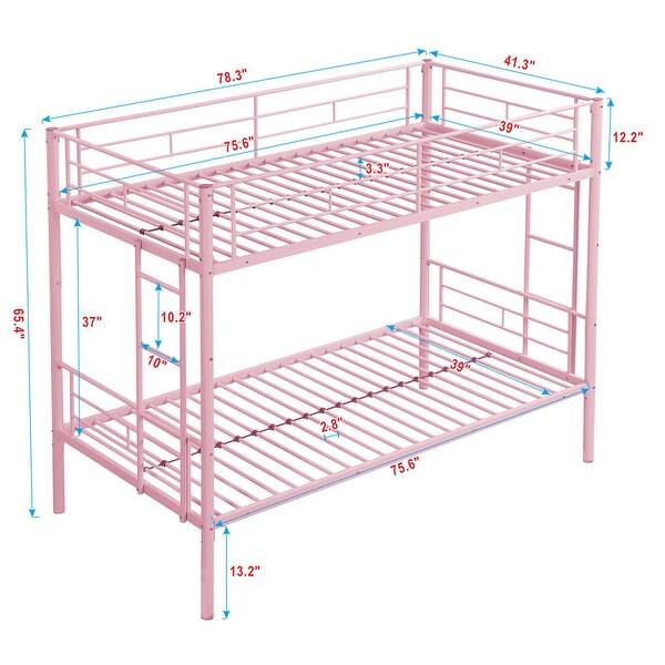Twin over Twin Bunk Bed with Twin Trundle,Metal,No Box Spring Needed