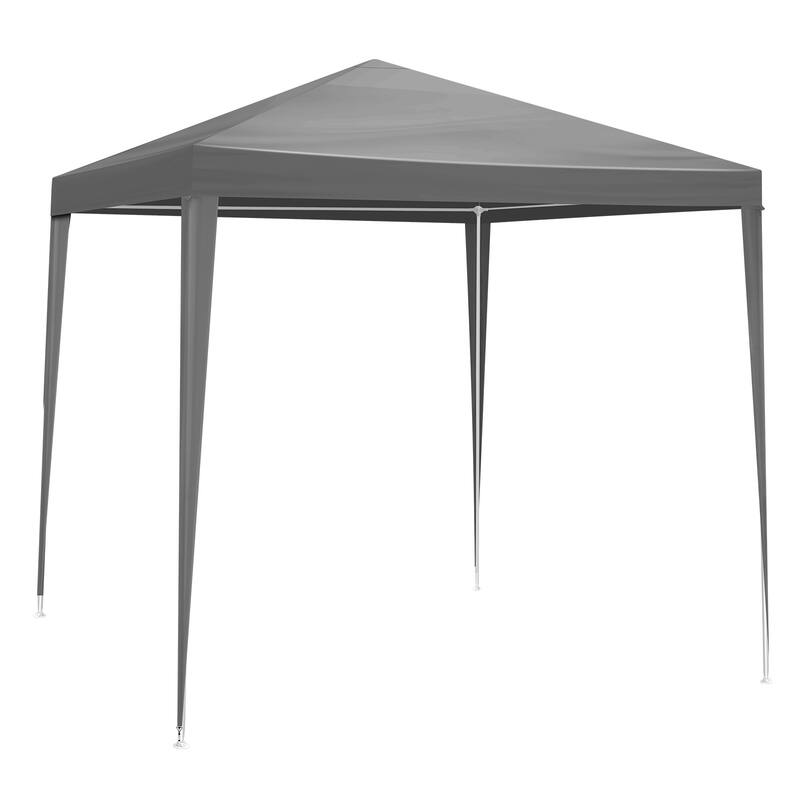 6.5x6.5 ft Grey Outdoor Waterproof PE Fabric Canopy Tent with Iron Frame and Sun Rain Protection