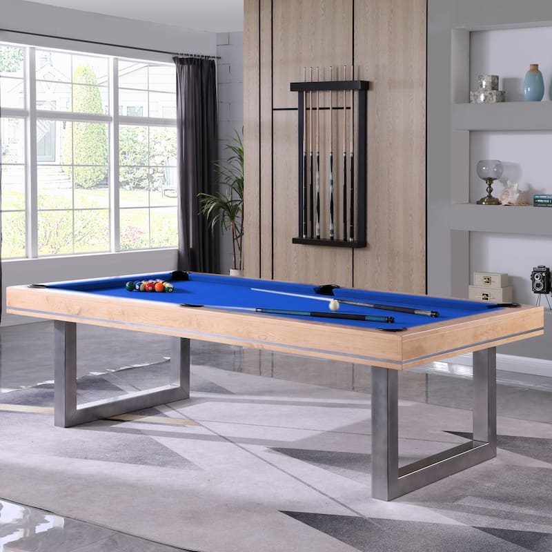 Harmony Maple 8ft Billiard Slate Bed Pool Table - Grey/Blue