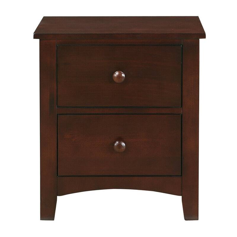 Dark Oak Finish 2-Drawer Pine Veneer Nightstand