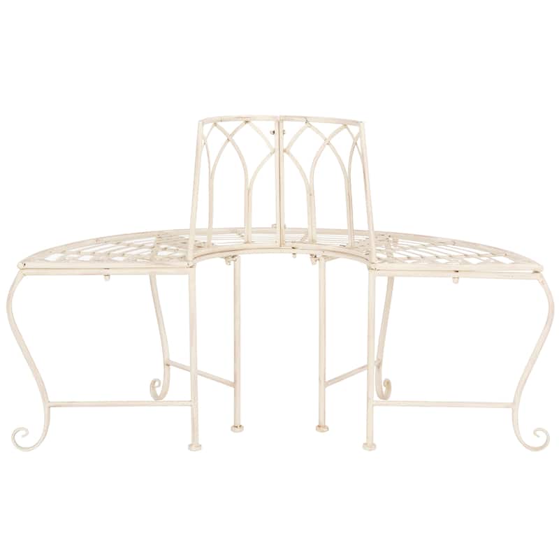 SAFAVIEH Nya Victorian Wrought Iron 50-inch Outdoor Tree Bench - 50 In. W x 24 In. D x 31 In. H - 50"W x 24"D x 31"H