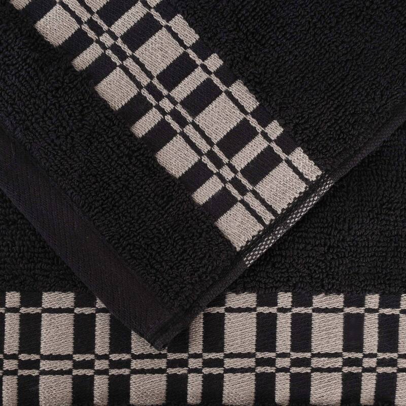 Superior Larissa Cotton Embroidered Geometric Border Bath Towel Set of 4