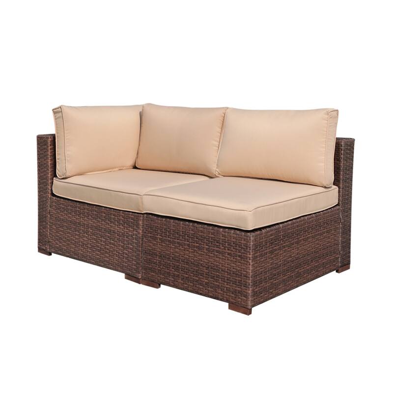 2 pieces Wicker Patio Corner Sofa Sectional Set