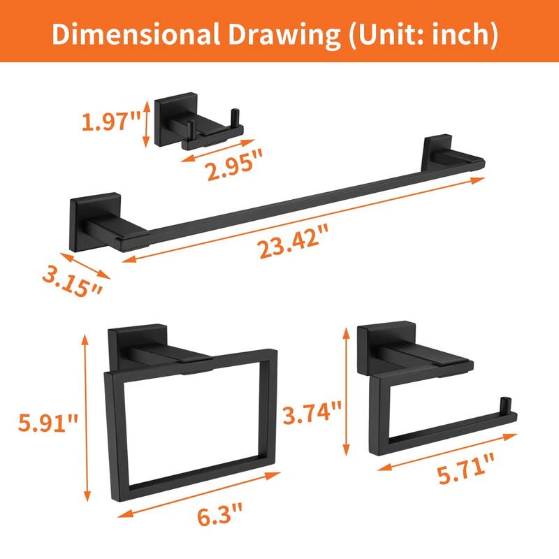 4 Piece Bathroom Hardware Set Wall Mount Bathroom Towel Holder Bar Set Bathroom Fixtures 304 Stainless Steel Bath Accessories
