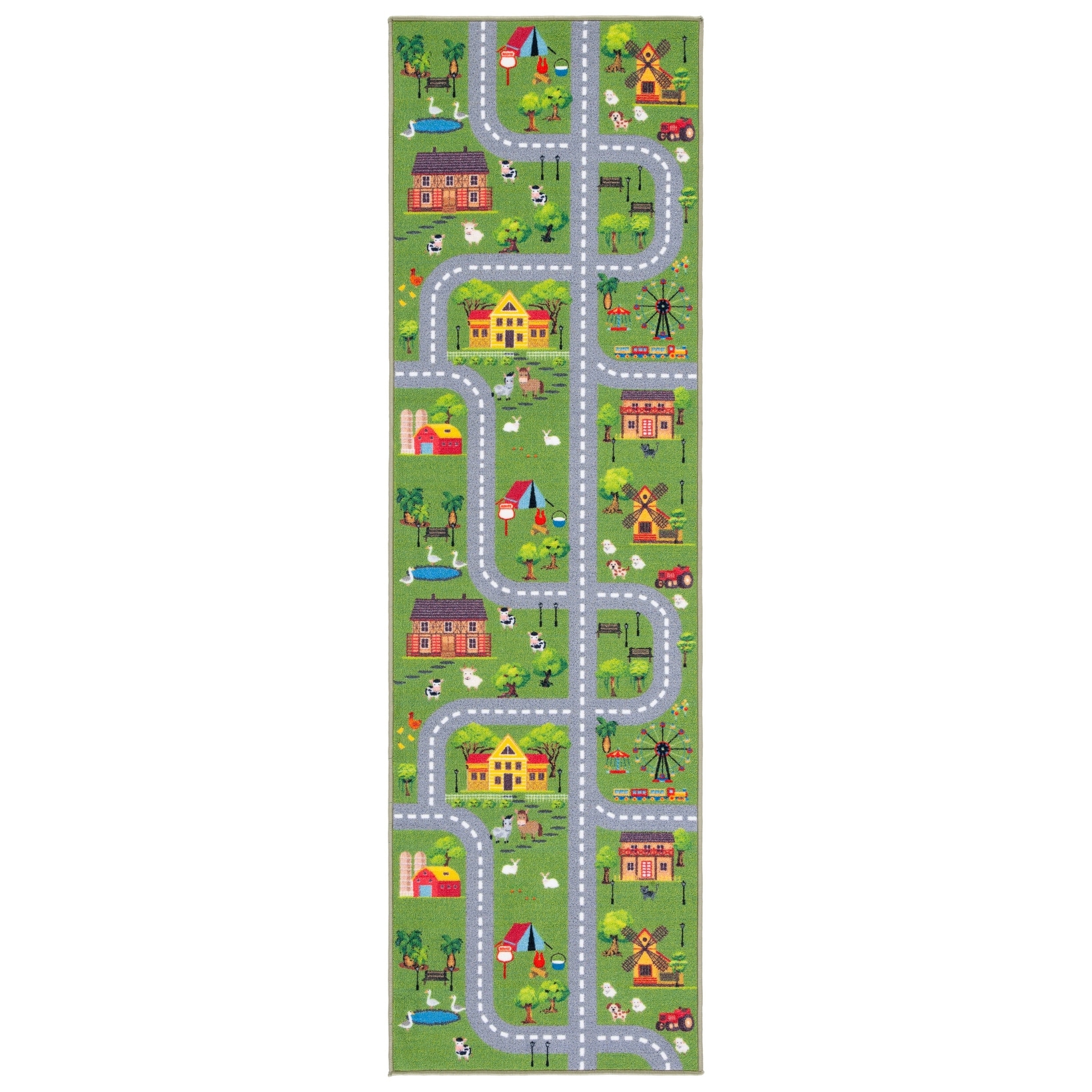 SAFAVIEH Kids Playhouse Machine Washable Slip Resistant Violanthi Neighborhood Road Rug