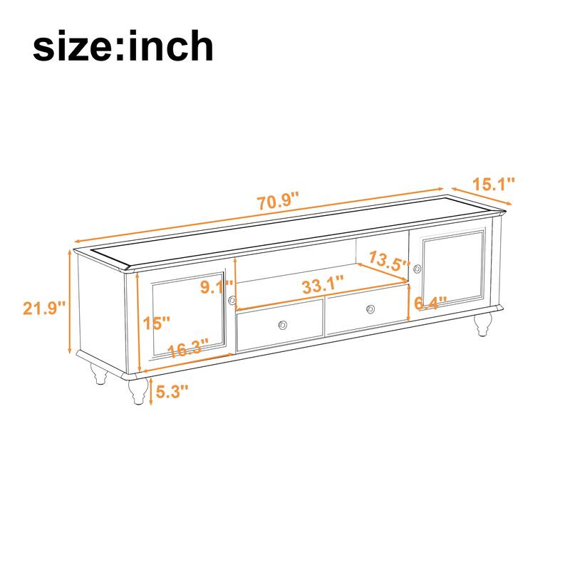 70.9" TV Stand for TVs up to 80", Entertainment Center w/ Storage
