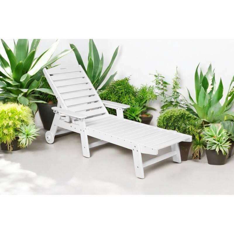 3-Piece Chaise Lounge Set with Side Table – Oversized Outdoor Lounge Chair with 5 Adjustable Positions, Wheels