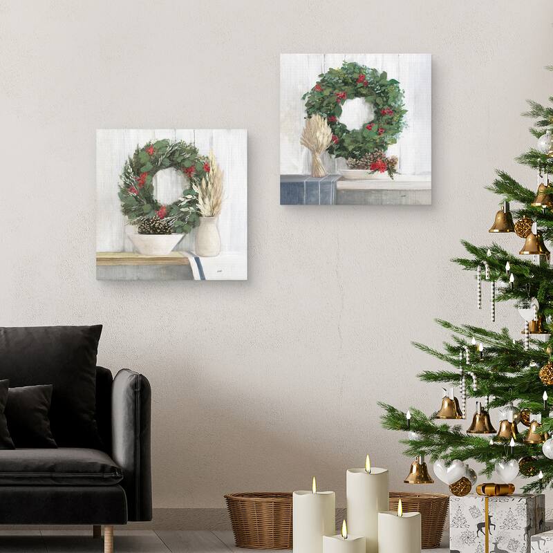 Natural Christmas I & II Blue by Julia Purinton Canvas Art Prints