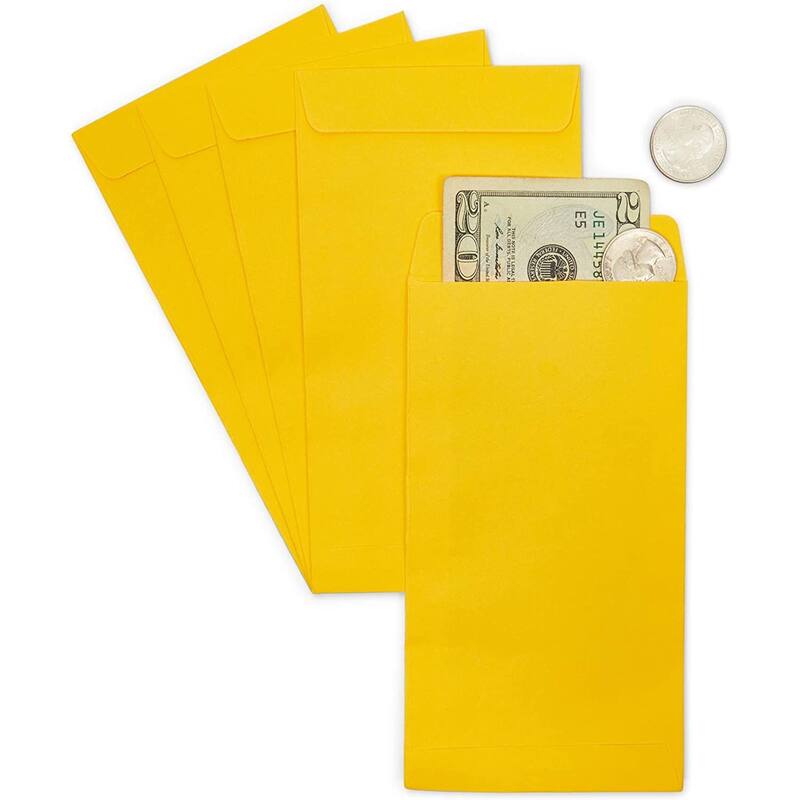 Paper Junkie 100 Pack Money Envelopes for Cash, Payroll, Saving, Currency, Yellow, 3.5x6.5"