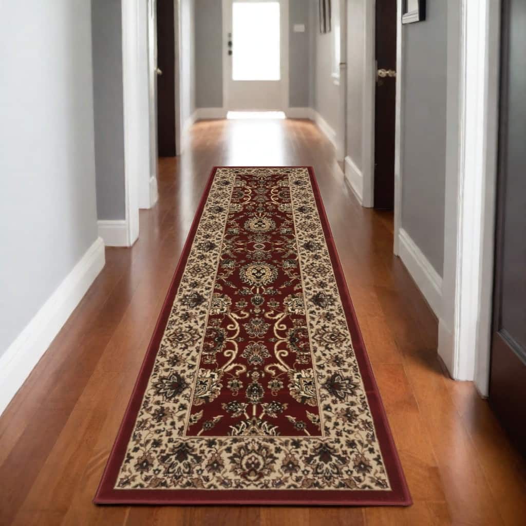 HomeRoots Oriental Traditional Runner Area Rug - 92.52 in. x 26.77 in. x 0.43 in.