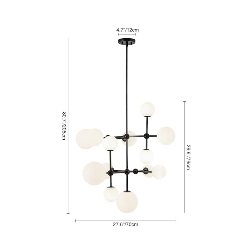 Grand Tiered Frosted Glass Bubble Sputnik Dimmable Entry Chandelier