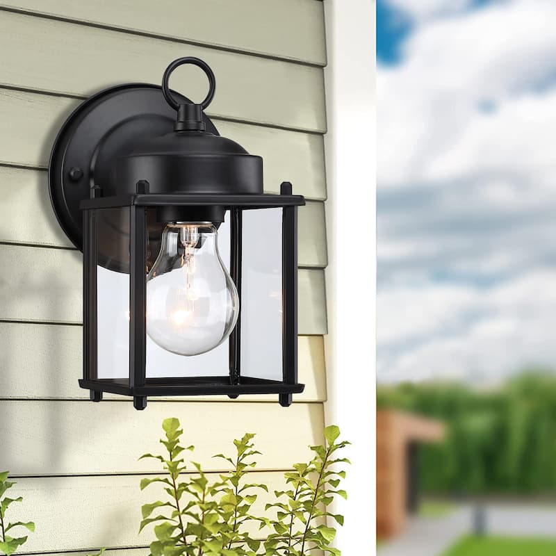 2-pack 1-Light Outdoor Wall Light with Matte Finish and Clear Glass Shade