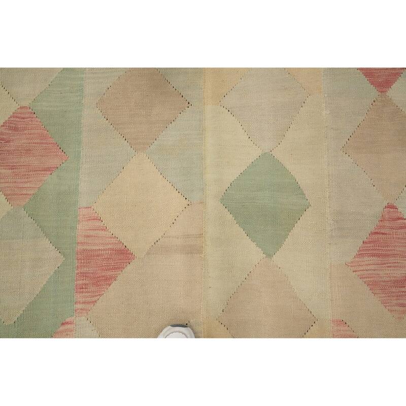 Hand Woven Oriental 100% Wool Carpet Southwestern Modern Multi-Colored Kilim Area Rug - 9' 10'' X 6' 5''