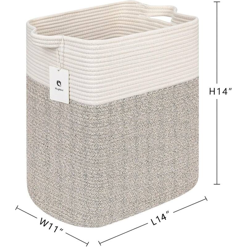 Storage Baskets for Clothes Fabric Cotton Rope Storage Basket with Handles - 14"L x 11"W x 14"H